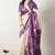 Women's off white ikkat print cotton silk blend saree with unstitched piece