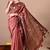 Women's coral zari woven stripes cotton silk blend saree with unstitched piece