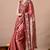 Women's coral zari woven stripes cotton silk blend saree with unstitched piece