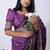 Women's purple zari woven stripes cotton silk blend saree with unstitched piece