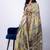 Women's green geometric print cotton silk blend saree with unstitched piece