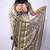 Women's green geometric print cotton silk blend saree with unstitched piece