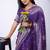 Women's blue zari woven stripes cotton silk blend saree with unstitched piece