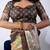 Women's green geometric print cotton silk blend saree with unstitched piece
