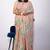 Women's peach floral print chiffon saree with unstitched piece