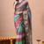 Women's multicolor stripes print cotton silk blend saree with unstitched piece