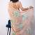 Women's peach floral print chiffon saree with unstitched piece