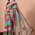 Women's multicolor stripes print cotton silk blend saree with unstitched piece