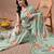 Women's green floral print chiffon saree with unstitched piece
