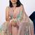 Women's peach floral print chiffon saree with unstitched piece