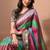 Women's multicolor stripes print cotton silk blend saree with unstitched piece