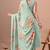 Women's green floral print chiffon saree with unstitched piece