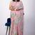 Women's pink floral print chiffon saree with unstitched piece