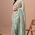 Women's green floral print chiffon saree with unstitched piece