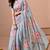 Women's grey floral print chiffon saree with unstitched piece
