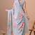 Women's grey floral print chiffon saree with unstitched piece