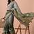 Women's green floral print cotton blend saree with unstitched piece