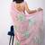 Women's pink floral print chiffon saree with unstitched piece
