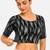 Black kalamkari ikkat printed inner cotton lining side (smocked) stretchable top readymade saree blouse