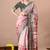Women's pink quirky print cotton silk blend saree with unstitched piece