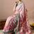 Women's pink quirky print cotton silk blend saree with unstitched piece