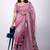 Women's pink floral print cotton blend saree with unstitched piece
