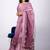 Women's pink floral print cotton blend saree with unstitched piece