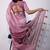 Women's pink floral print cotton blend saree with unstitched piece