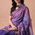 Women's purple floral print cotton blend saree with unstitched piece