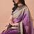 Women's purple floral print cotton blend saree with unstitched piece