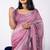Women's pink floral print cotton blend saree with unstitched piece