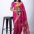 Women's pink zari woven stripes cotton silk blend saree with unstitched piece