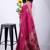 Women's pink zari woven stripes cotton silk blend saree with unstitched piece