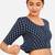 Blue printed inner cotton lining side (smocked) stretchable top readymade saree blouse