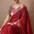 Women's red embellished georgette saree with unstitched piece