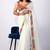 Women's white embellished georgette saree with unstitched piece