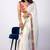 Women's white embellished georgette saree with unstitched piece