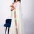 Women's white embellished georgette saree with unstitched piece