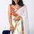 Women's white embellished georgette saree with unstitched piece
