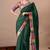 Women's green embellished georgette saree with unstitched piece