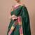Women's green embellished georgette saree with unstitched piece