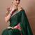 Women's green embellished georgette saree with unstitched piece