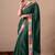 Women's green embellished georgette saree with unstitched piece