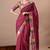 Women's maroon embellished georgette saree with unstitched piece