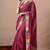 Women's maroon embellished georgette saree with unstitched piece