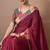 Women's maroon embellished georgette saree with unstitched piece