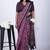 Women's purple floral print viscose cotton saree with unstitched piece