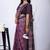 Women's purple floral print viscose cotton saree with unstitched piece