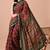 Women's red patola viscose cotton saree with unstitched piece