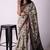 Women's grey floral print viscose cotton saree with unstitched piece